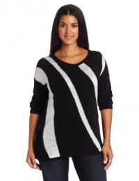 DKNY Jeans Women's Plus-Size Instarsia Stripe Yarn Mix DKNY Jeans Women's Plus-Size Instarsia Stripe Yarn Mix