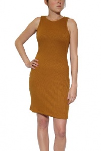 Women's KAIN Label Ivy Fitted Rib-Knit Dress in Saddle