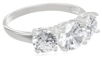 Sterling Silver Three-Stone Simulated Diamond Ring (3.83 cttw) Sterling Silver Three-Stone Simulated Diamond Ring (3.83 cttw)