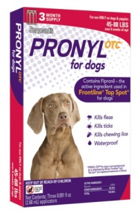 Pronyl OTC 45 to 88-Pound Dog Flea and Tick Sqz-On Flea and Tick Remedy, 3-Count Pronyl OTC 45 to 88-Pound Dog Flea and Tick Sqz-On Flea and Tick Remedy, 3-Count