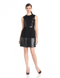 Rachel Roy Collection Women's Stretch Bonded-Leather Flare Embroidered Dress Rachel Roy Collection Women's Stretch Bonded-Leather Flare Embroidered Dress