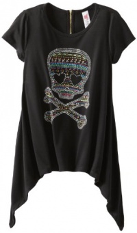 Beautees Girls 7-16 Neon Skull Sharkbite Top, Black, X-Large Beautees Girls 7-16 Neon Skull Sharkbite Top, Black, X-Large