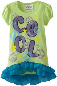 Beautees Girls 2-6x Tunic With Blue Ruffle Chiffon, Key Lime, 5