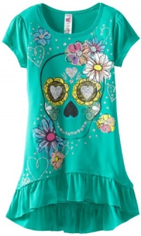 Beautees Girls 7-16 Skull High Low Top, Emerald, X-Large Beautees Girls 7-16 Skull High Low Top, Emerald, X-Large
