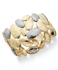 Alfani Bracelet, Two-Tone Hammered Wide Stretch Bracelet Alfani Bracelet, Two-Tone Hammered Wide Stretch Bracelet