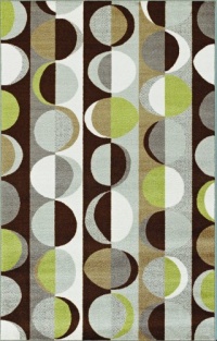 Woven-Printed Carpet Area Rug Rings Circles Brown 8x10 Woven-Printed Carpet Area Rug Rings Circles Brown 8x10