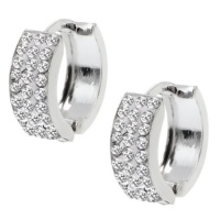 Stunning .925 Sterling Silver White CZ Huggies Earrings 15mm Length, 5mm Width Stunning .925 Sterling Silver White CZ Huggies Earrings 15mm Length, 5mm Width
