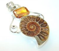 Ammonite Fossil Women Silver Tone Pendant 23.70g (color: brown, dim.: 2 3/4, 1 3/4, 3/8 inch). Ammonite Fossil, Created Golden Quartz Crafted in Silver Tone Metal only ONE pendant available - pendant entirely handmade by the most gifted artisans - one of Ammonite Fossil Women Silver Tone Pendant 23.70g (color: brown, dim.: 2 3/4, 1 3/4, 3/8 inch). Ammonite Fossil, Created Golden Quartz Crafted in Silver Tone Metal only ONE pendant available - pendant entirely handmade by the most gifted artisans - one of