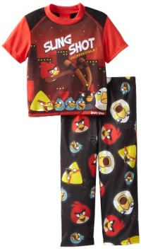 AME Sleepwear Boys Angry Birds Sling Shot, Black/Red, 6