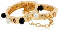 Betsey Johnson Paris is Always a Good Idea Hinged Bangle Bracelet Set with Chain, 8 Betsey Johnson Paris is Always a Good Idea Hinged Bangle Bracelet Set with Chain, 8