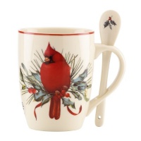 Lenox Winter Greetings Cocoa Mugs with Spoons, Set of 2 Lenox Winter Greetings Cocoa Mugs with Spoons, Set of 2
