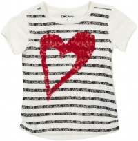DKNY Girls' Big Heart Tee - Vanilla Ice - 6x DKNY Girls' Big Heart Tee - Vanilla Ice - 6x