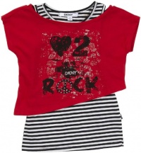 DKNY Girls' Varsity Two-fer Top - High Risk Red - 4 DKNY Girls' Varsity Two-fer Top - High Risk Red - 4