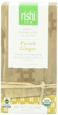 Rishi Tea Organic Pu-erh Ginger Loose Tea, 3 OZ (85g) box Rishi Tea Organic Pu-erh Ginger Loose Tea, 3 OZ (85g) box