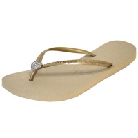 Havaianas Golden Sand Slim Crystal Heart Flip Flop 4/5 Havaianas Golden Sand Slim Crystal Heart Flip Flop 4/5