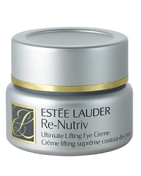 The most extravagant eye care you've ever experienced.All the breathtaking benefits of the Ultimate Lifting Technology, plus extraordinary new technologies developed to address the specific needs of the vulnerable eye area:- immediate brightening to instantly and significantly reduce the appearance of dark circles.- immediate soothing of puffiness with rare Eyebright Flower Extract.- immediate lift and hydration to smooth out the look of crepiness.Over time, the benefits continue to build, strengthening and evening the look of the delicate skin around your eyes.HOW TO USE ULTIMATE LIFTING EYE CREMEAfter cleansing, pat on and smooth gently around eyes. Use twice a day, AM and PM. Follow with Re-Nutriv Ultimate Lifting Creme. The most extravagant eye care you've ever experienced.All the breathtaking benefits of the Ultimate Lifting Technology, plus extraordinary new technologies developed to address the specific needs of the vulnerable eye area:- immediate brightening to instantly and significantly reduce the appearance of dark circles.- immediate soothing of puffiness with rare Eyebright Flower Extract.- immediate lift and hydration to smooth out the look of crepiness.Over time, the benefits continue to build, strengthening and evening the look of the delicate skin around your eyes.HOW TO USE ULTIMATE LIFTING EYE CREMEAfter cleansing, pat on and smooth gently around eyes. Use twice a day, AM and PM. Follow with Re-Nutriv Ultimate Lifting Creme.