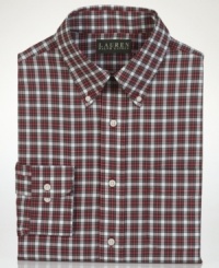 This Lauren Ralph Lauren dress shirt has a cool checkered style perfect for the office or an after work hang. This Lauren Ralph Lauren dress shirt has a cool checkered style perfect for the office or an after work hang.