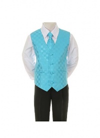 6-Piece Formal Boy's Black Suit Aqua Vest Tie - Size 10 6-Piece Formal Boy's Black Suit Aqua Vest Tie - Size 10