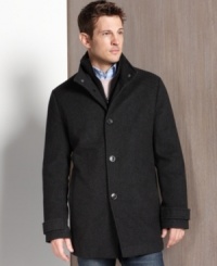 Change it up. Easily alter your look with this Kenneth Cole car coat with a removable bib. Change it up. Easily alter your look with this Kenneth Cole car coat with a removable bib.