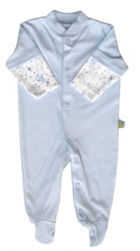 Noa Lily Footie Solid Light Blue with Sleeves, Blue Cow, 3 Months