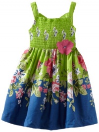 Blueberi Boulevard Girls 2-6X TG Smock Border Print Sundress, Green, 2T Blueberi Boulevard Girls 2-6X TG Smock Border Print Sundress, Green, 2T
