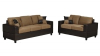Bobkona Seattle Microfiber Sofa and Loveseat 2-Piece Set in Saddle Color Bobkona Seattle Microfiber Sofa and Loveseat 2-Piece Set in Saddle Color