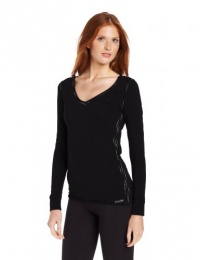 Calvin Klein Performance Women's Long Sleeve V-Neck Tee with Space Dye Stitching Calvin Klein Performance Women's Long Sleeve V-Neck Tee with Space Dye Stitching