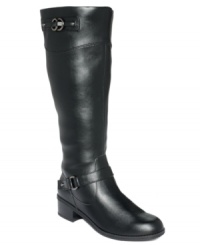 Classic style. Karen Scott's Delano wide shaft boots feature ring and stud detail at the ankle and shaft and elastic gore at the top for maximum comfort.