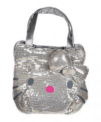 Sanrio Hello Kitty Silver sequin handbag purse tote Sanrio Hello Kitty Silver sequin handbag purse tote