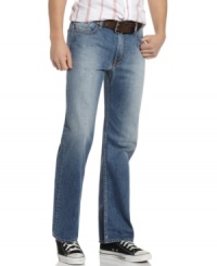 Keep it casual when you're off the clock and jump into these blasted straight leg blues from Lucky Brand Jeans. Keep it casual when you're off the clock and jump into these blasted straight leg blues from Lucky Brand Jeans.