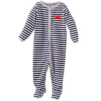 Carter's Baby Girl's Easy Entry Terry Sleep N Play - White/Navy Stripes-9 Months Carter's Baby Girl's Easy Entry Terry Sleep N Play - White/Navy Stripes-9 Months