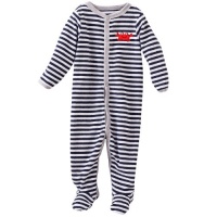 Carter's Baby Girl's Easy Entry Terry Sleep N Play - White/Navy Stripes-9 Months