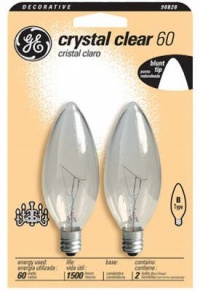 GE 48402 60-Watt Candelabra Light Bulb, Blunt Tip, 2-Pack GE 48402 60-Watt Candelabra Light Bulb, Blunt Tip, 2-Pack