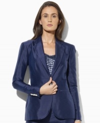 A classic tailored construction lends an air of sophistication to this petite jacket in lustrous silk dupioni, from Lauren by Ralph Lauren. (Clearance) A classic tailored construction lends an air of sophistication to this petite jacket in lustrous silk dupioni, from Lauren by Ralph Lauren. (Clearance)