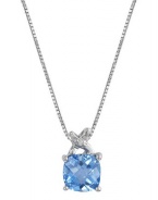 Effy Jewlery 14K White Gold Blue Topaz and Diamond Pendant, 1.61 TCW