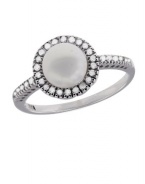 Effy Jewlery 14K White Gold Fresh Water Pearl & Diamond Ring Ring size 7