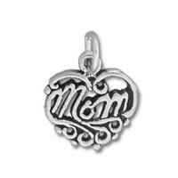 Mom Heart Sterling Silver Charm Mom Heart Sterling Silver Charm