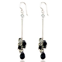 Charming Black Swarovski Crystal Sterling Silver Drop Earrings Charming Black Swarovski Crystal Sterling Silver Drop Earrings