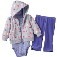 Carter's Girls Newborn-24 Months 3 Piece Heart Microfleece Jacket Set Carter's Girls Newborn-24 Months 3 Piece Heart Microfleece Jacket Set