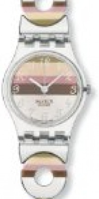 Swatch Women's LK258G Quartz Stainless Steel Silver Pink Brown Dial Measures Seconds Watch