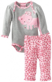 Carter's Watch the Wear Baby-Girls Newborn Kitty Bodysuit Pant Set, Dark Pink, 0-3 Months