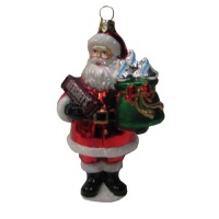 Hershey Kurt Adler Glass Santa with Hershey Bar Ornament, 5-Inch Hershey Kurt Adler Glass Santa with Hershey Bar Ornament, 5-Inch