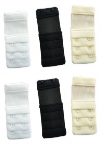6 Pack: Bra Extender (2 Nude, 2 Black, 2 White) With Elastic 6 Pack: Bra Extender (2 Nude, 2 Black, 2 White) With Elastic