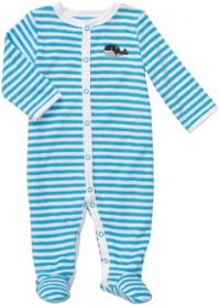 Carters Boys Newborn-9 Months Whale Terry Cloth Snap Footed Onesie (9 Months, Blue)