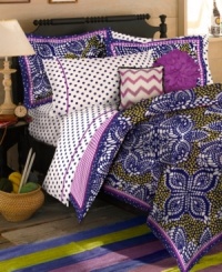 Pair your Samara Batik comforter set from Teen Vogue with this whimsical sheet set, featuring large-scale polka dots in coordinating white and purple hues. Pair your Samara Batik comforter set from Teen Vogue with this whimsical sheet set, featuring large-scale polka dots in coordinating white and purple hues.