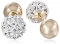 14k Yellow Gold and Crystal Ball-Back Reversible Stud Earrings 14k Yellow Gold and Crystal Ball-Back Reversible Stud Earrings