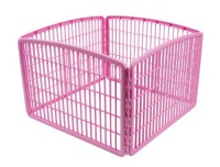 IRIS Plastic Exercise/Containment Pet Pen, 4 Panels, Pink IRIS Plastic Exercise/Containment Pet Pen, 4 Panels, Pink