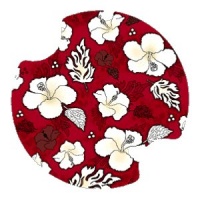 Car Coaster for Auto or Boat -2 Pack Red & White Hibiscus Car Coaster for Auto or Boat -2 Pack Red & White Hibiscus