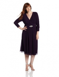 Jessica Howard Women's Plus-Size Ruched Waist Dress with Chiffon Skirt, Plum, 16W Jessica Howard Women's Plus-Size Ruched Waist Dress with Chiffon Skirt, Plum, 16W
