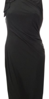 Shoulder Bow Pleated Jersey Dress (16, Black) Shoulder Bow Pleated Jersey Dress (16, Black)